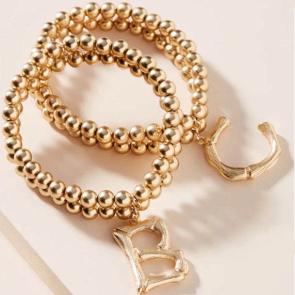 Anthropologie Monogram E Beaded Bracelet - Picture 4 of 6